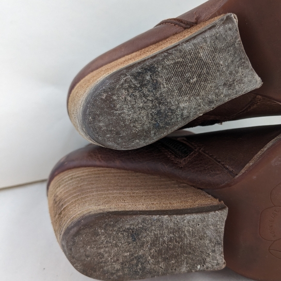 Korkease Natalya Stacked Wedge Bootie Brown Leather Zipper Boot Women's Size 6 - Picture 7 of 13